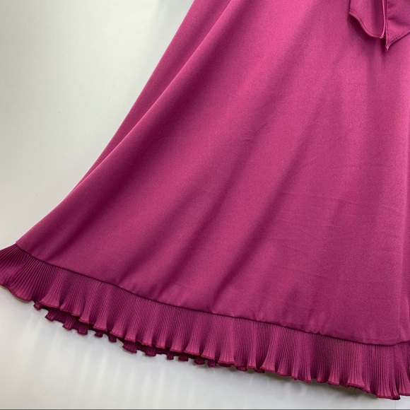 Vintage It's A Lehigh 1970s Dress Keyhole Ruffle Magenta Belted Ruffle Soft-Girl - Picture 5 of 9